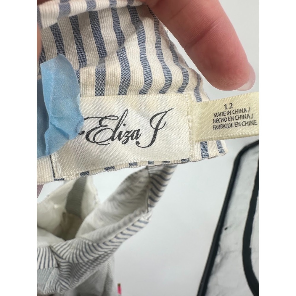VTG Eliza J Striped Halter Midi Dress Lace Coastal Cottagecore Sundress Size 12 - Picture 2 of 8